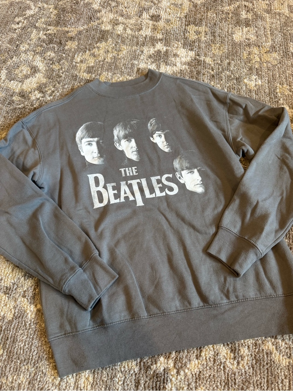The Beatles Gray Crewneck Sweatshirt with White Band Graphic
